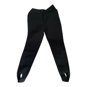 Kaelin Ski Pants Stirrups Black Wool Blend Stretch Vintage Size 10R